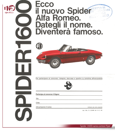 Spider 1600 name contest flyer ENG